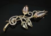 Брошь с морганитами и бериллами "Tulips" (арт. Z155)