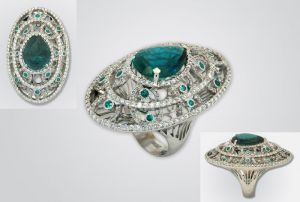 Женское кольцо с турмалином-верделитом "Монисты" 